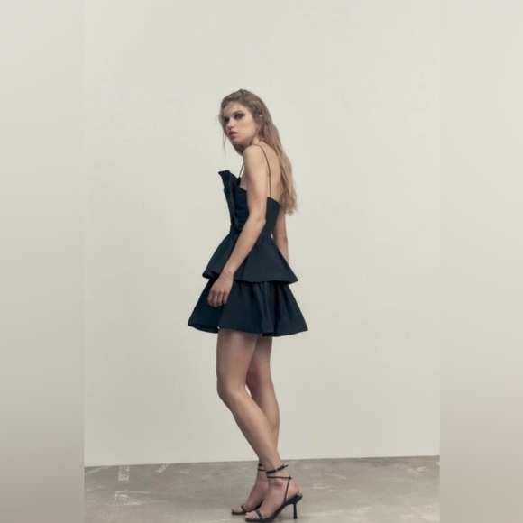 Zara Black Ruffle Mini Dress - Picture 3 of 6